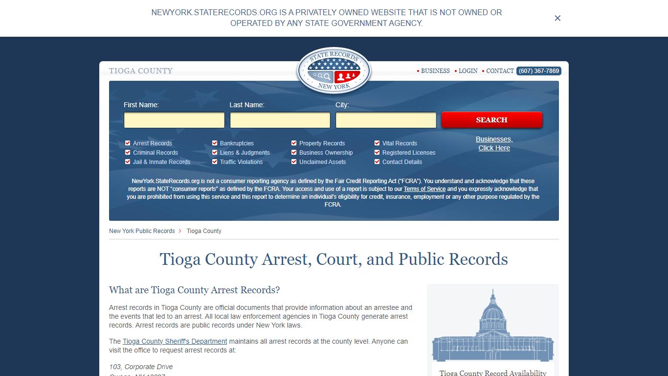 Tioga County Arrest, Court, and Public Records