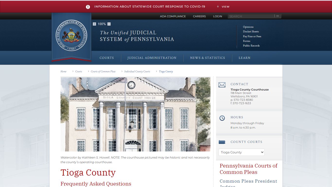 Tioga County | Individual County Courts | Courts of Common Pleas ...