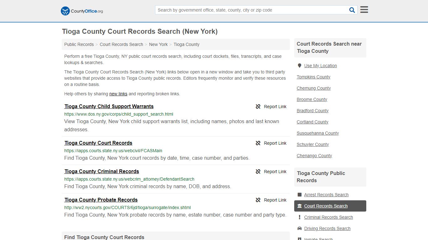 Court Records Search - Tioga County, NY (Adoptions, Criminal, Child ...